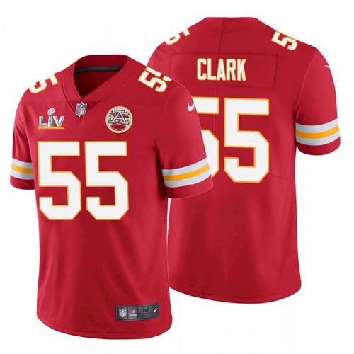 Men's Kansas City Chiefs #55 Frank Clark Red NFL 2021 Super Bowl LV Stitched Jersey Men's Kansas City Chiefs #55 Frank Clark Red NFL 2021 Super Bowl LV Stitched Jersey